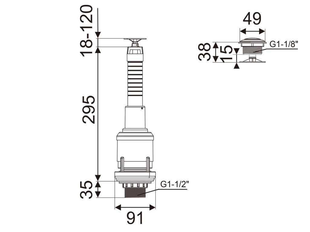 Kims 1-1/2" 頂拎直沖式水膽 (有滿水)