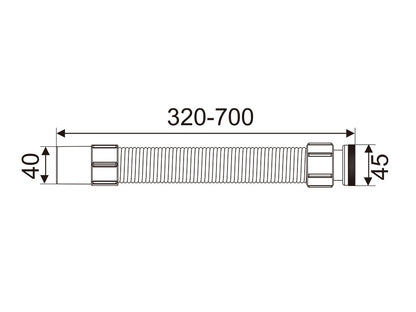 Kovic 1-1/4"x700mm 去水風琴喉(銅索)