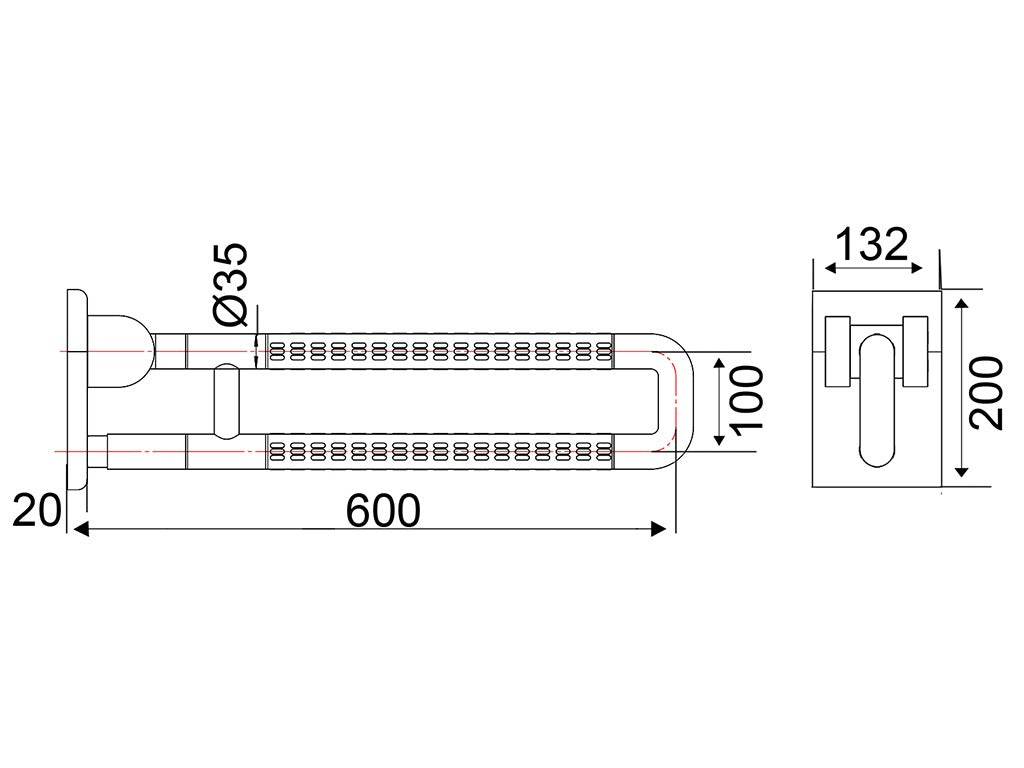 Kims 35mm x 600mm x 3mm 尼龍安全扶手