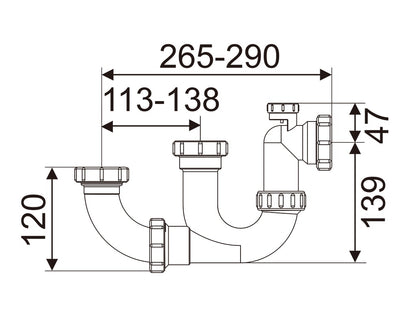 Kims 1-1/2"x 1-1/4" W型防吸力膠格氣