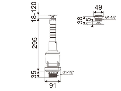 Kims 1-1/2" 頂拎直沖式水膽 (有滿水)