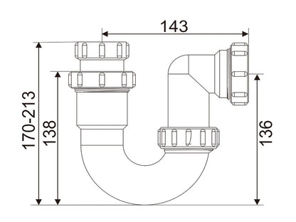 Kims 1-1/4"P型(收牙)膠格氣