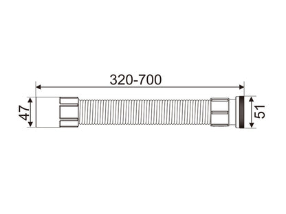Kovic 1-1/2"x700mm 去水風琴喉(銅索)